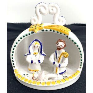 Nativity Scene Clay Folk Art Diorama Christmas Ornament Peru Hand Crafted 5" Tal